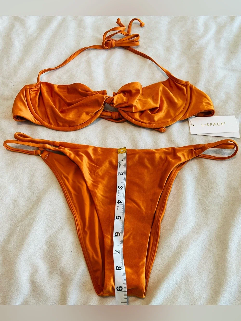 L*Space Bikini Set Toni Top & Wilder Bitsy Bottom Large/XL Orange Resortwear